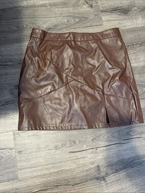 Brown Faux Leather Mini Skirt